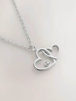 Echt zilver - Intertwined Heart Pendant Necklace
