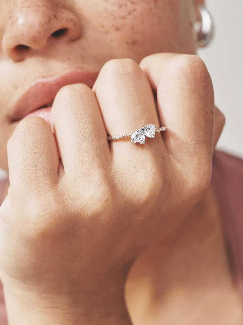 Echt zilver - Intertwining Heart Ring