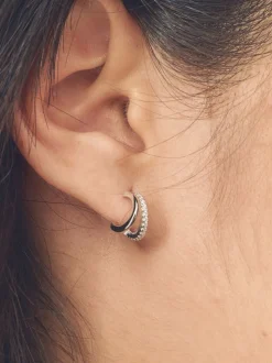Echt zilver - Oorbellen met dubbele ring