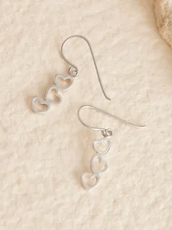 Echt zilver - Oorbellen met drie hartjes