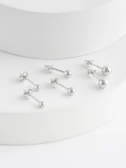 Echt zilver - Set van 3 paar graduated oorknopjes
