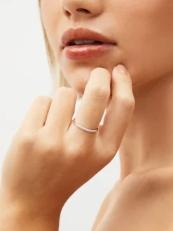 Echt zilver - Smalle ring met glinsterende band