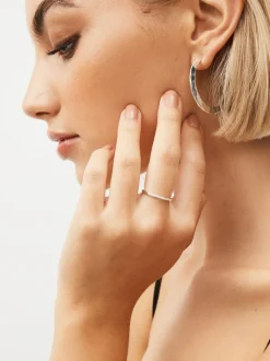 Echt zilver - Smalle ring met glinsterende band