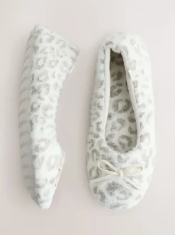 Ecru - Ballerinapantoffels met dierenprint