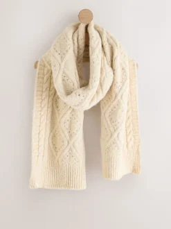 Ecru - Cable Knit Cosy Scarf