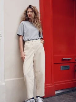 Ecru - Corduroy broeken Barrel jeans