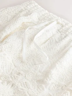 Ecru - Crochet Tie Waist Shorts