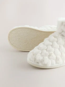 Ecru - Faux Fur Heart Slipper Boots