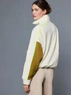 Ecru - Half Zip Fleece with Colourblock Panels