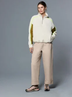 Ecru - Half Zip Fleece with Colourblock Panels