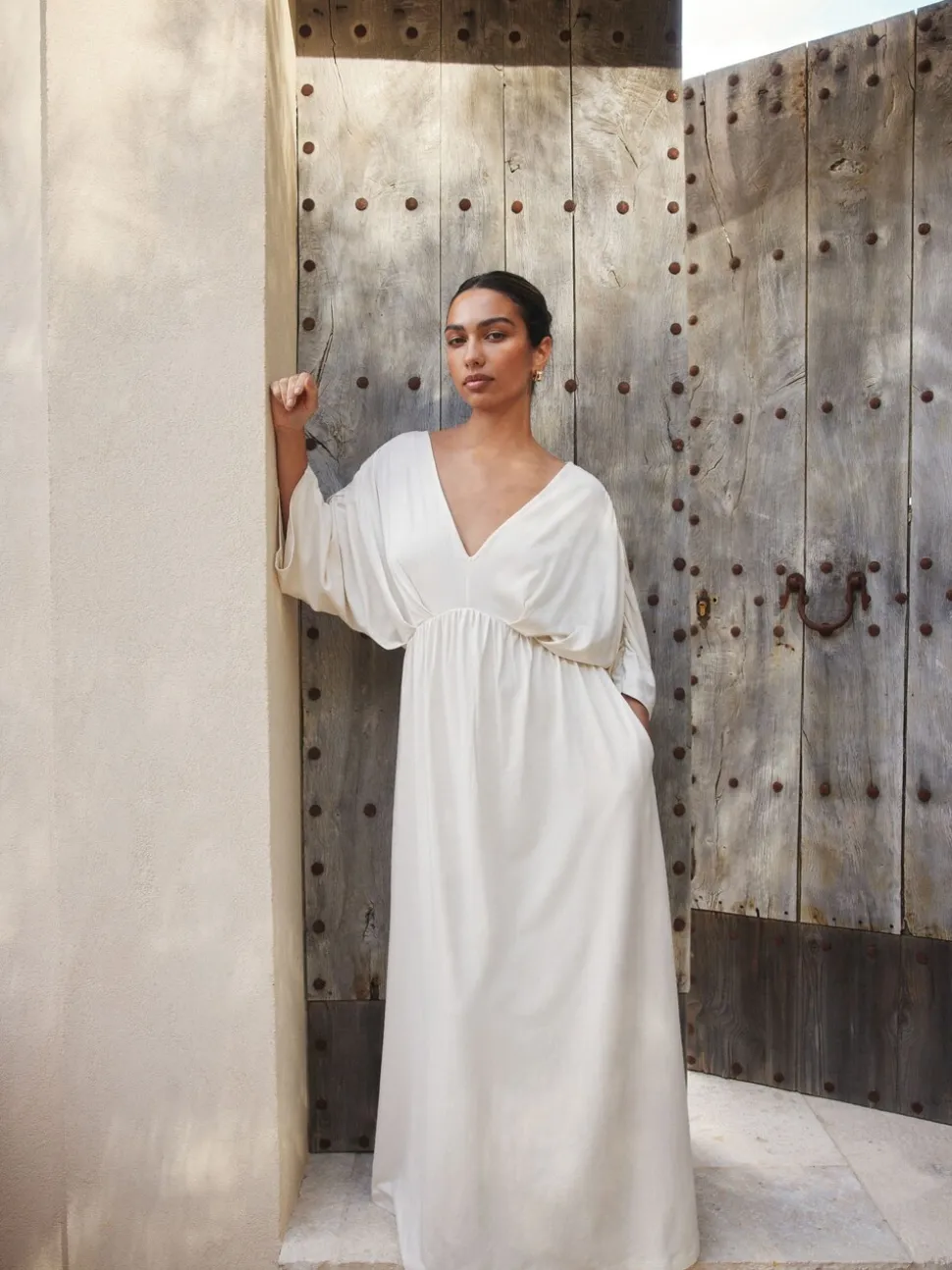 Ecru - Jersey Kaftan Maxi Dress