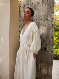 Ecru - Jersey Kaftan Maxi Dress