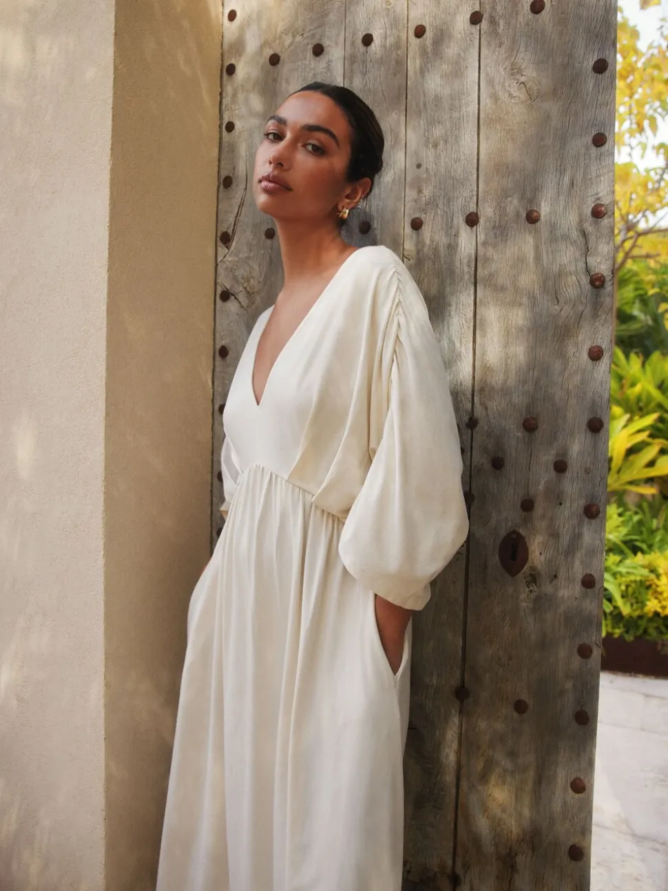 Ecru - Jersey Kaftan Maxi Dress