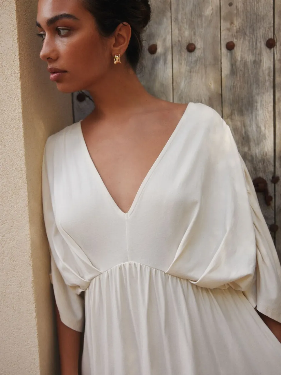 Ecru - Jersey Kaftan Maxi Dress