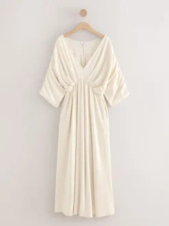 Ecru - Jersey Kaftan Maxi Dress