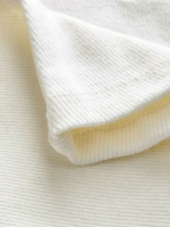 Ecru - Katoenen ribvest met ronde hals