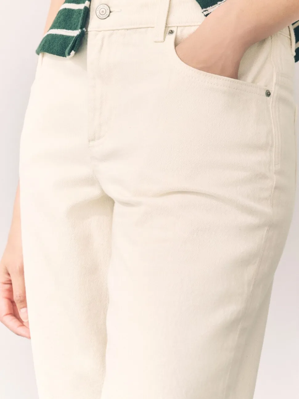 Ecru - Knielange Bermuda denim shorts