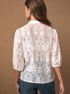 Ecru - Lace Half Sleeve Blouse