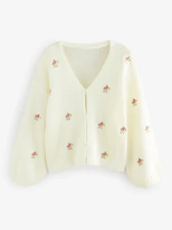 Ecru - Laura Ashley Embroidered Floral Cardigan