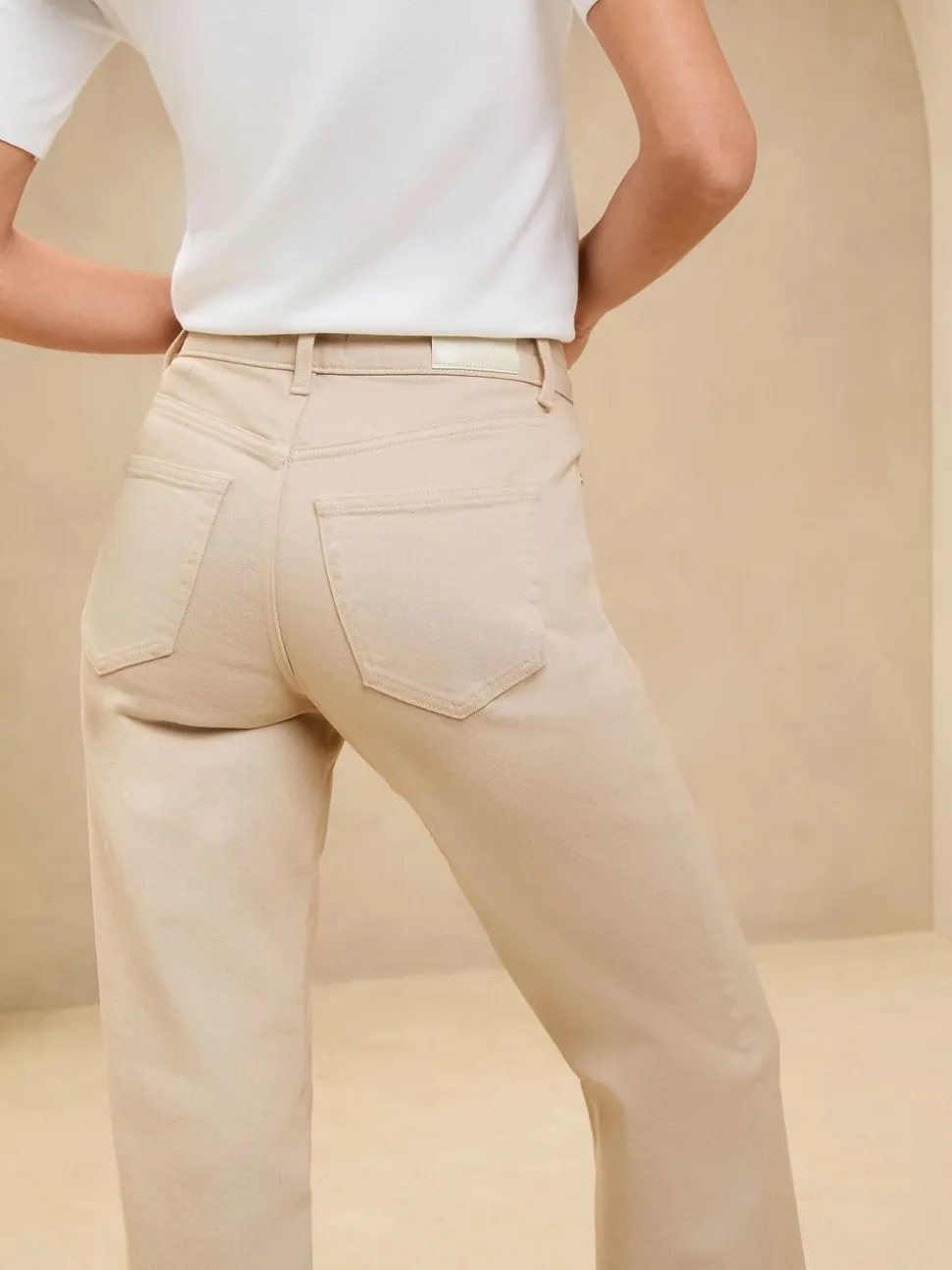 Ecru - Lipsy - Jeans met een middelhoge taille en wijde pijpen
