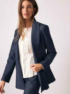 Ecru - Long Sleeve Boatneck Textured Button-Front Blouse