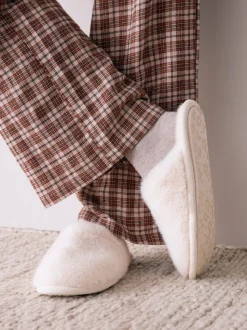 Ecru - Pantoffels met imitatiebont