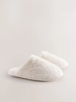 Ecru - Pantoffels met imitatiebont