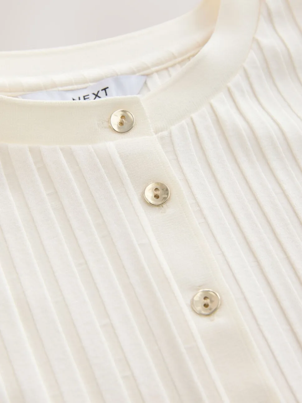 Ecru - Ribbed Button Through Sleeveless Top