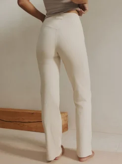 Ecru - self. Geribde wijde legging