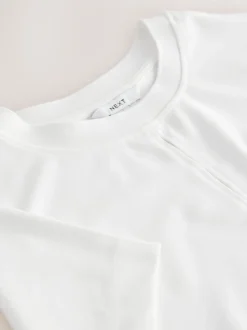 Ecru - Short Sleeve Keyhole Crew Neck Top