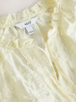 Ecru - Tufty Jacquard Long Sleeve Blouse