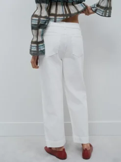 Ecru - Wide Leg Barrel Denim Jeans