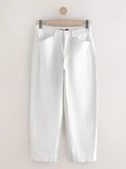 Ecru - Wide Leg Barrel Denim Jeans