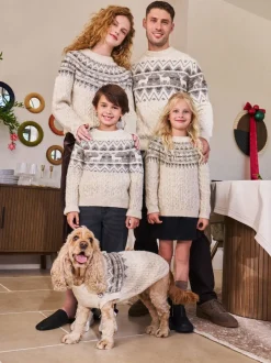 Ecru fairisle-motief  - Matching Family kersttrui