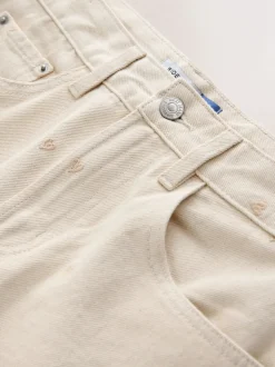 Ecru geborduurd hart - Jeans met wijde pijpen