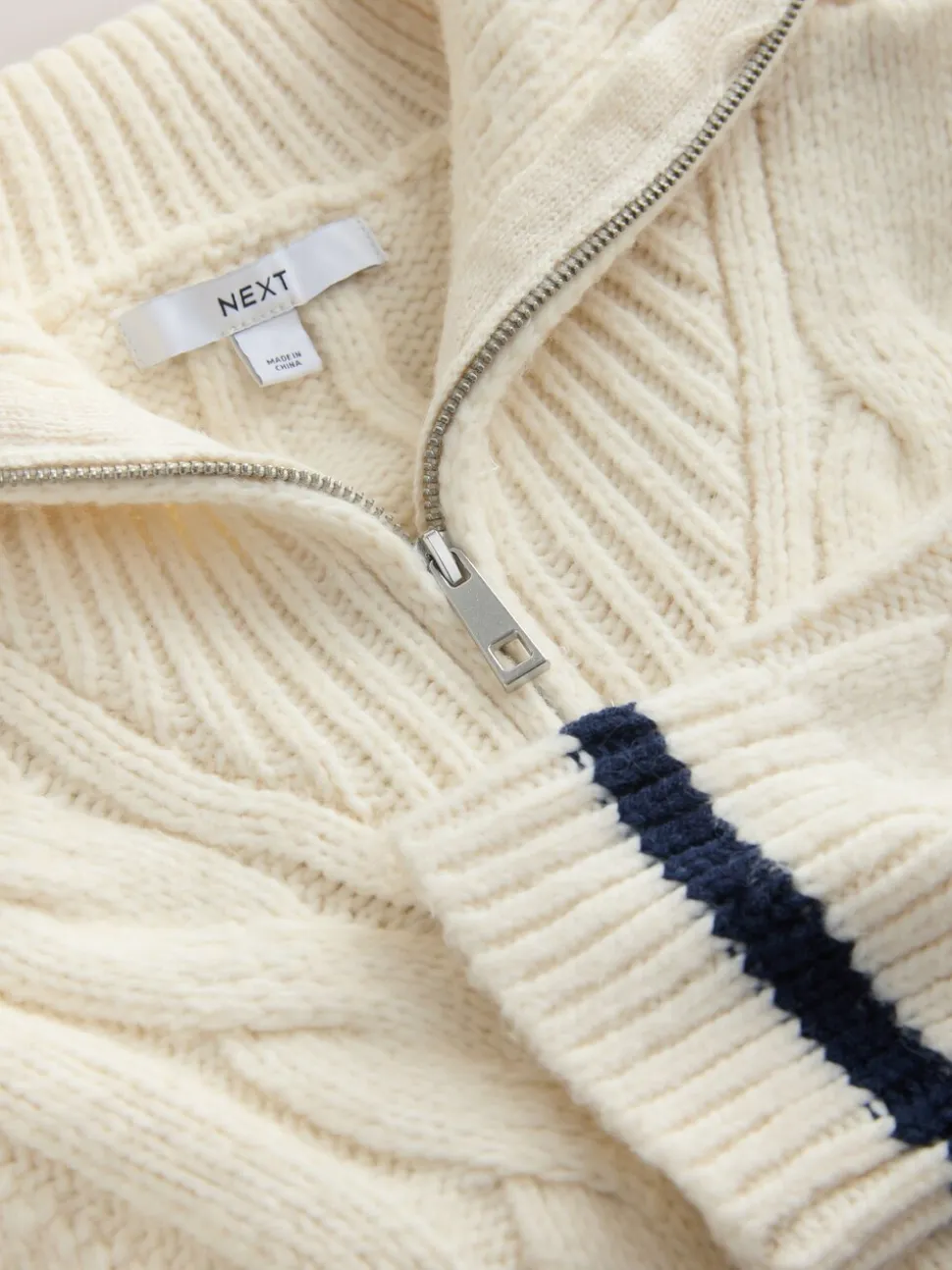 Ecru-crème - Cable Zip Neck 1995 Graphic Jumper