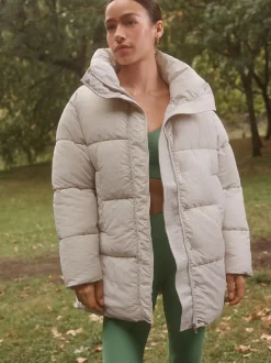Ecru-crème - Shower Resistant Mid Length Padded Coat
