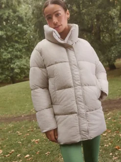 Ecru-crème - Shower Resistant Mid Length Padded Coat
