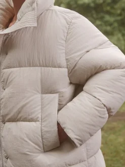 Ecru-crème - Shower Resistant Mid Length Padded Coat