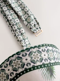 Ecru/Groene Palm - Bandeaubikinitop met beugel