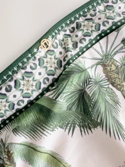 Ecru/Groene Palm - Bikini broekje met print