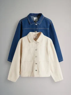 Ecru/middenblauw - The Set 2 Pack Denim Shackets van denim