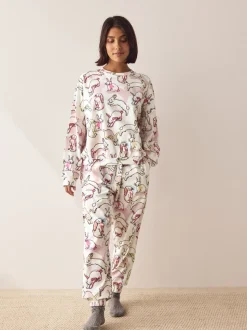 Ecru/Pink Bunny - Pyjama met lange mouwen