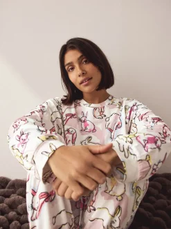 Ecru/Pink Bunny - Pyjama met lange mouwen