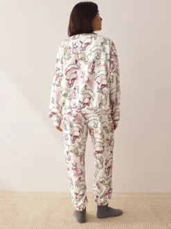 Ecru/Pink Bunny - Pyjama met lange mouwen