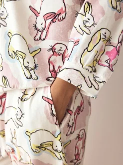 Ecru/Pink Bunny - Pyjama met lange mouwen