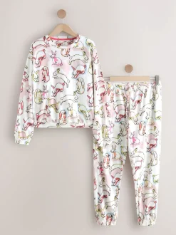 Ecru/Pink Bunny - Pyjama met lange mouwen