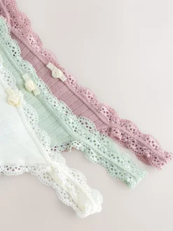 Ecru/roze - 3 Naadloze pointelle slips