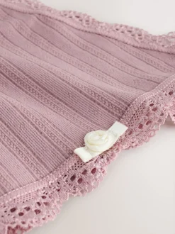 Ecru/roze - 3 Naadloze pointelle slips