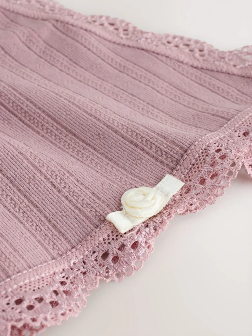 Ecru/roze - 3 Naadloze pointelle slips